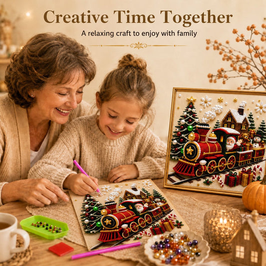 🎄🎅 Kit de décorations murales de Noël 3D haut de gamme avec perles | Toile de luxe recouverte d'une couche de flocons, avec des perles résistantes aux rayures et aux décolorations – Décoration de Noël à réaliser soi-même ⛄️❄️