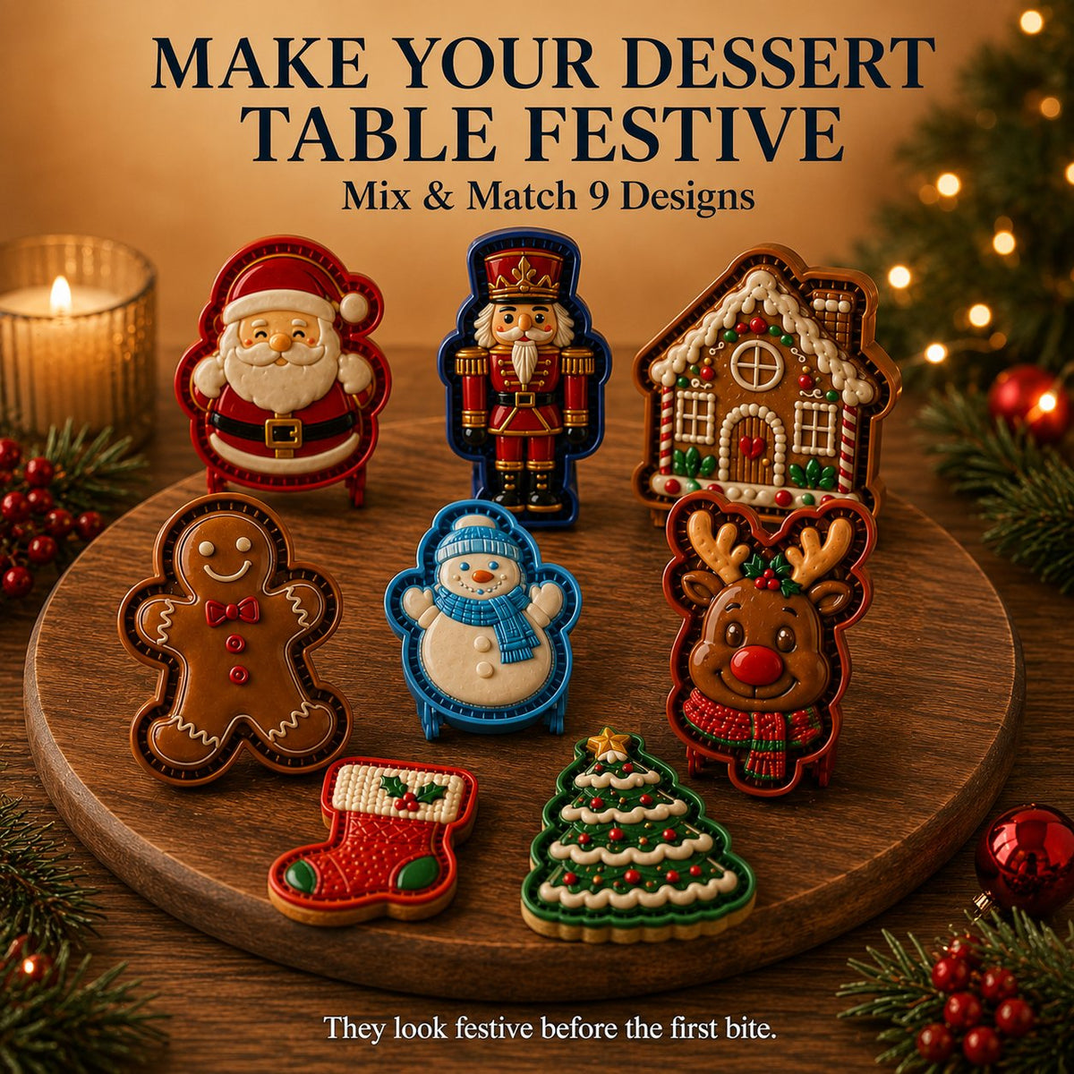 🎄 Collection de 8 moules à mini-tartes de Noël aux motifs variés
