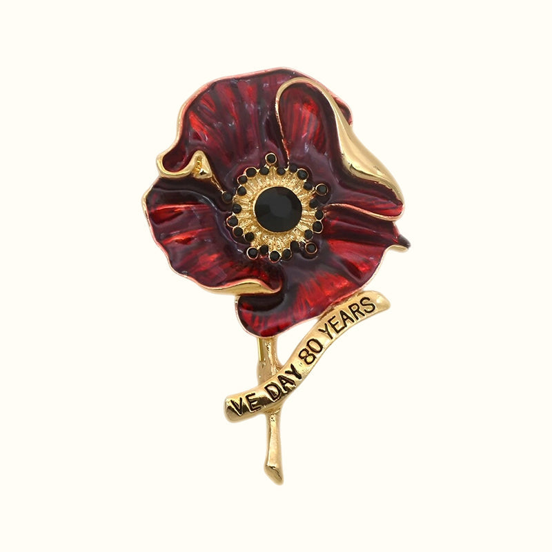 🌺 Broche en forme de coquelicot en émail rouge