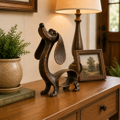🐶✨ Sculpture antique en bronze représentant un teckel – Un charme intemporel pour tous les intérieurs !