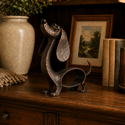 🐶✨ Sculpture antique en bronze représentant un teckel – Un charme intemporel pour tous les intérieurs !