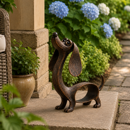 🐶✨ Sculpture antique en bronze représentant un teckel – Un charme intemporel pour tous les intérieurs !