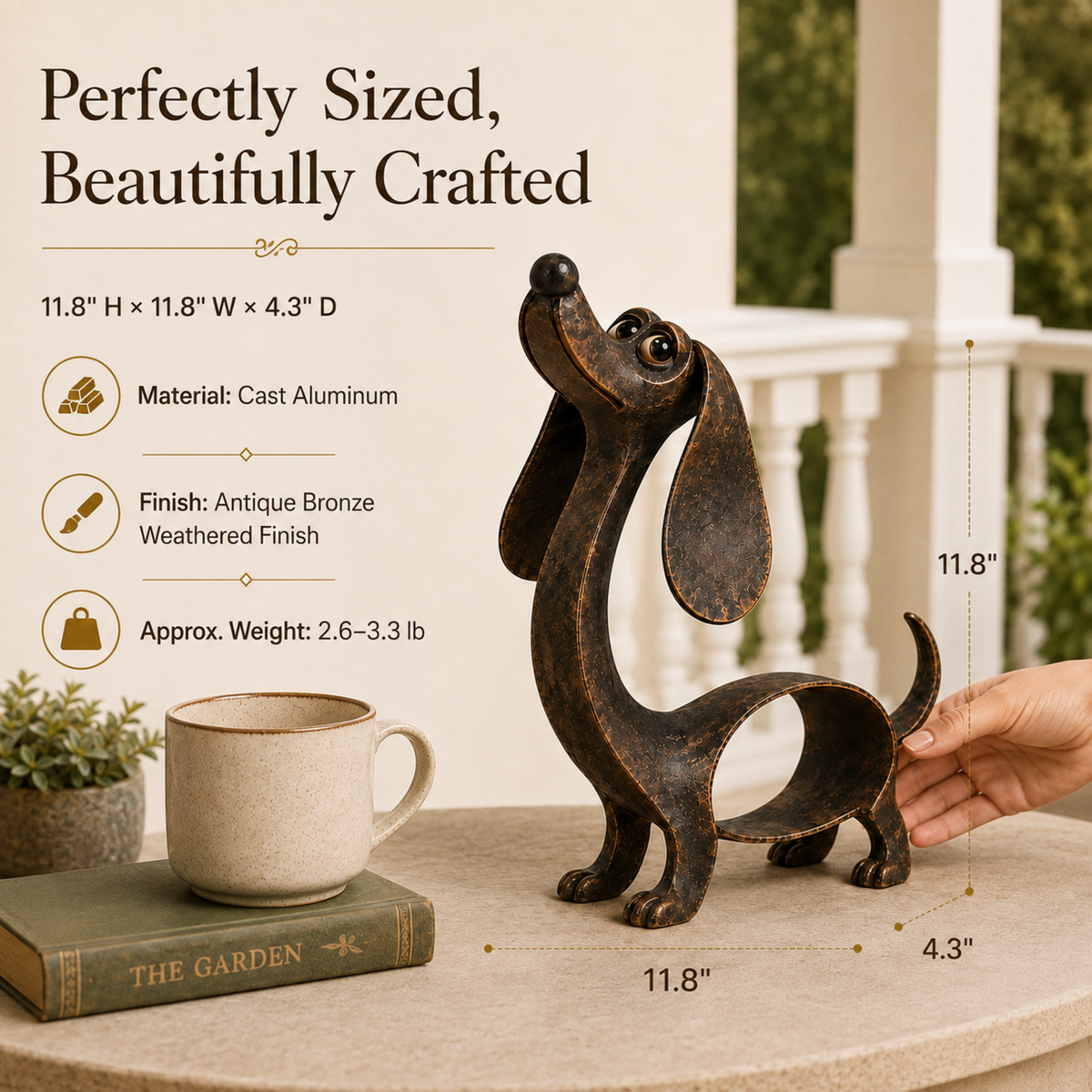 🐶✨ Sculpture antique en bronze représentant un teckel – Un charme intemporel pour tous les intérieurs !