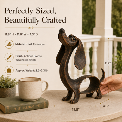 🐶✨ Sculpture antique en bronze représentant un teckel – Un charme intemporel pour tous les intérieurs !