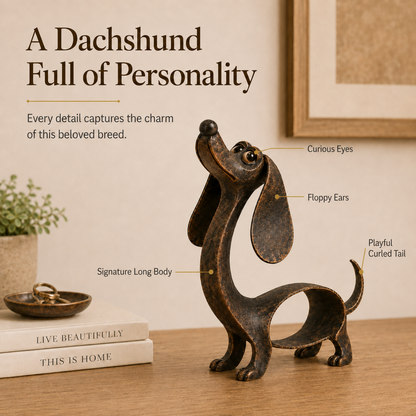 🐶✨ Sculpture antique en bronze représentant un teckel – Un charme intemporel pour tous les intérieurs !