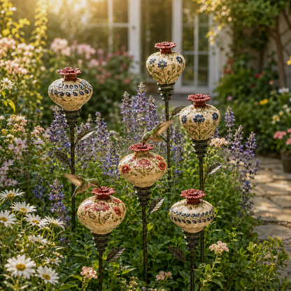 🐦🌸 Mangeoire à colibris en céramique en forme de fleur – Une ambiance de jardin romantique avec une touche vintage ! ✨