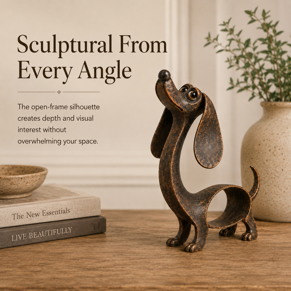 🐶✨ Sculpture antique en bronze représentant un teckel – Un charme intemporel pour tous les intérieurs !