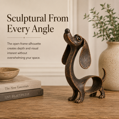 🐶✨ Sculpture antique en bronze représentant un teckel – Un charme intemporel pour tous les intérieurs !