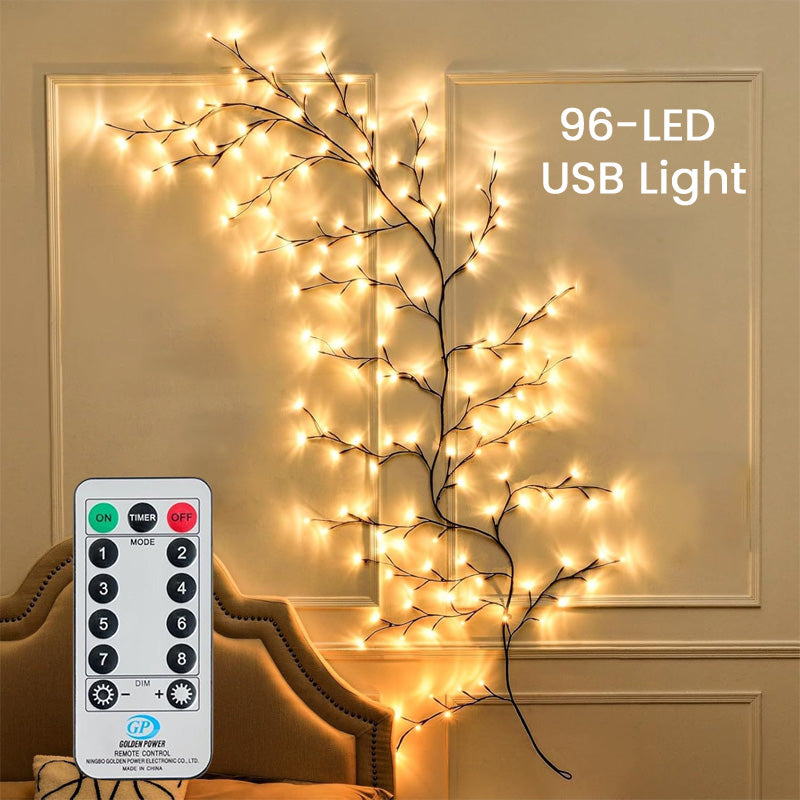 🌟🎅 Guirlande LED flexible en forme de branches d'arbre – Chaleureuse et festive
