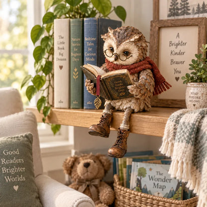 🦉 📚 Décoration Chouette qui lit – Pour tous les coins lecture douillets