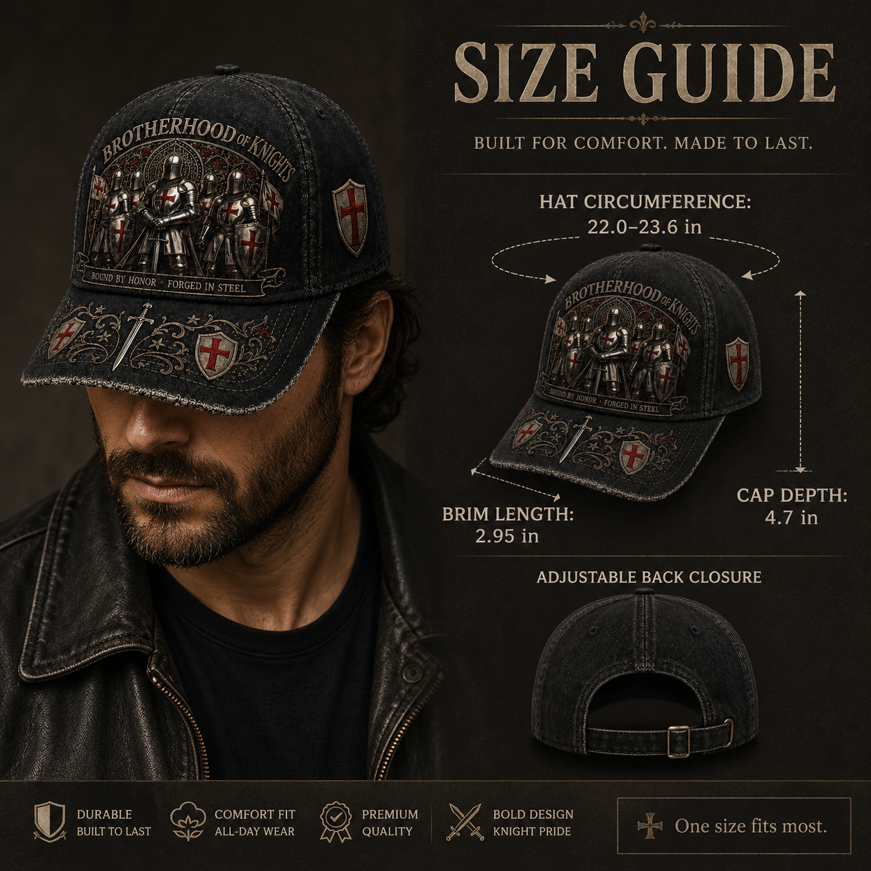 ⚔️ Liés par l'honneur, forgés dans l'acier – Casquette des Templiers 🛡️🔥