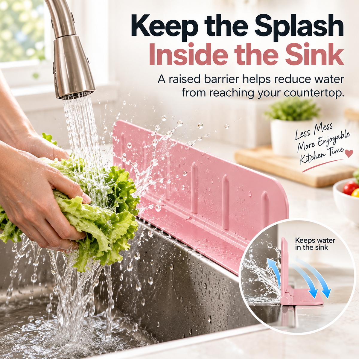💦 Protection anti-éclaboussures pliable et support de rangement pour le lavabo