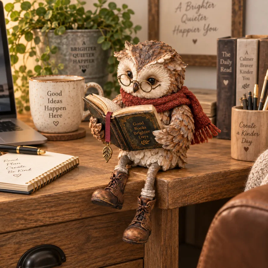 🦉 📚 Décoration Chouette qui lit – Pour tous les coins lecture douillets