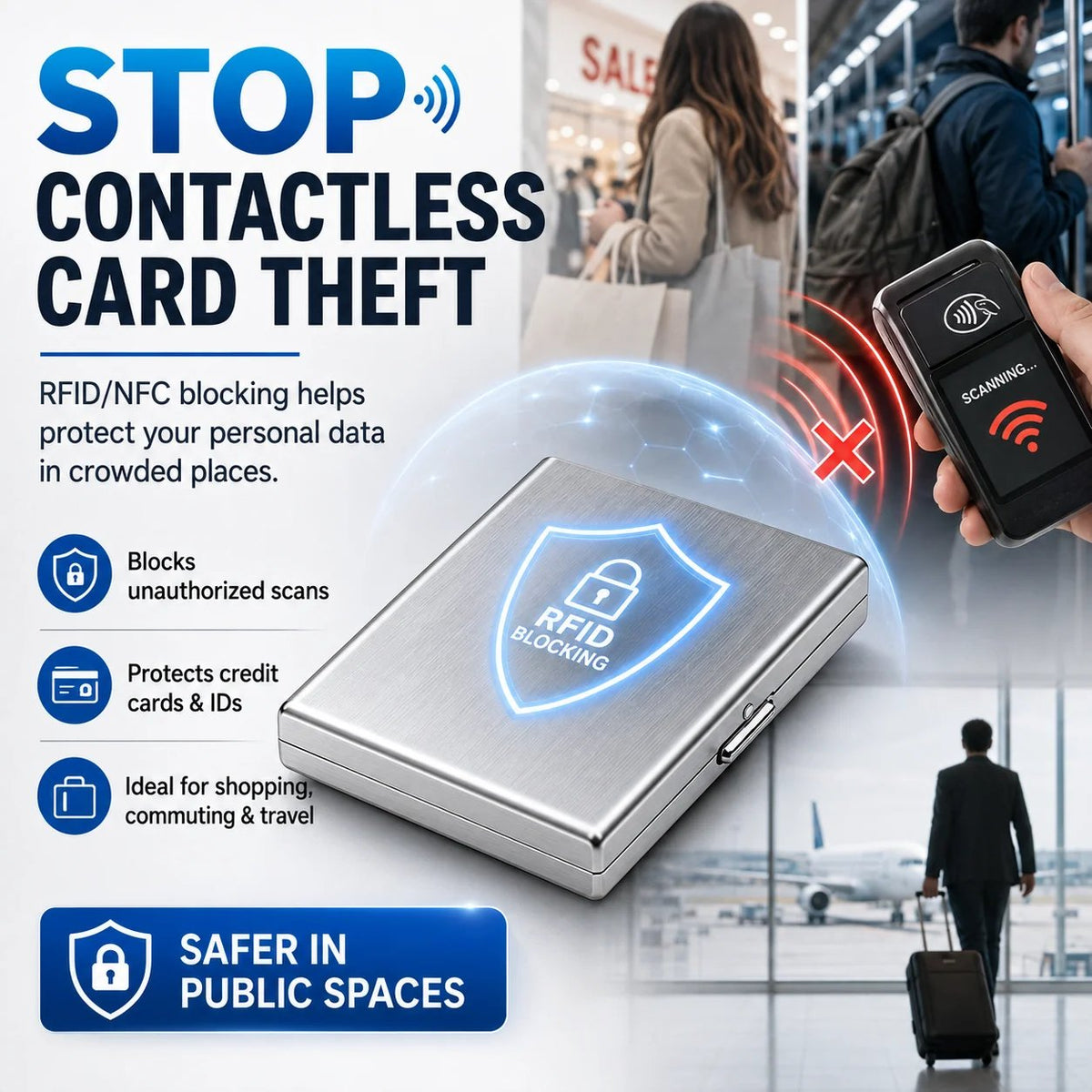 ✨💳 Porte-cartes RFID en métal – Design compact, rangement astucieux 🔐