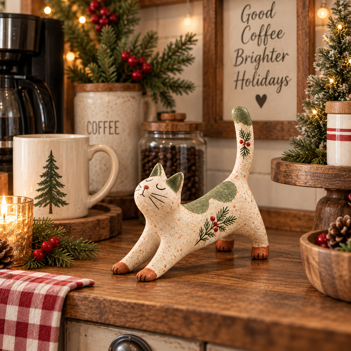 🐈🎄 Chaton de Noël de la forêt – un petit compagnon forestier très sympathique pour votre maison de vacances