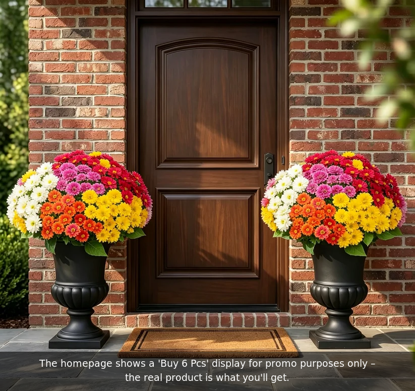 🌼- Fleurs artificielles : chrysanthèmes d'extérieur imitant un coucher de soleil - résistants aux UV, imperméables, résistants au vent