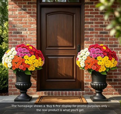 🌼- Fleurs artificielles : chrysanthèmes d'extérieur imitant un coucher de soleil - résistants aux UV, imperméables, résistants au vent