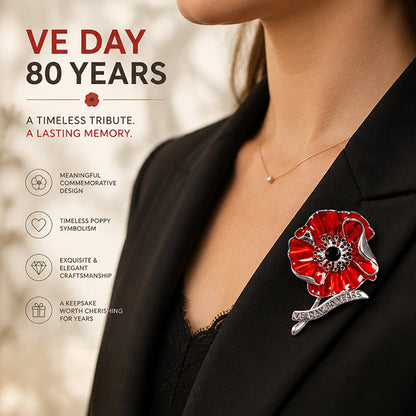 🌺 Broche en forme de coquelicot en émail rouge