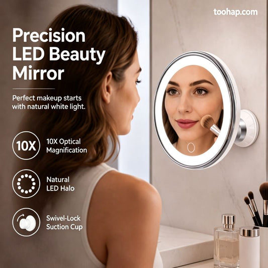 ⏳🔥50 % DE RÉDUCTION POUR UNE DURÉE LIMITÉE ! ⏰💄Miroir de maquillage LED avec grossissement 10x, miroir éclairé à ventouse pour les soins de la peau et le maquillage💄
