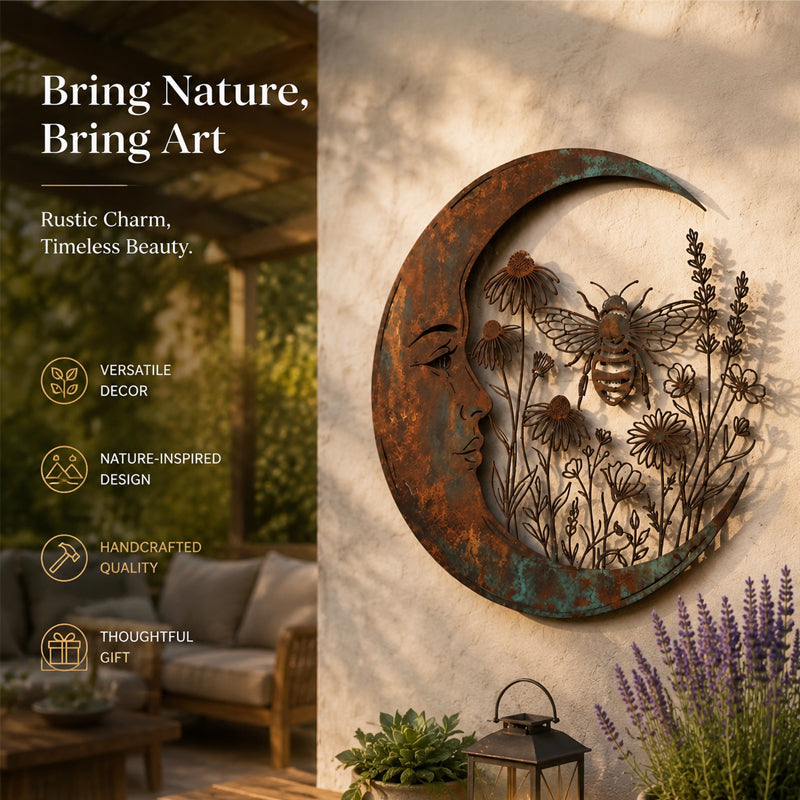 🌜️Décoration murale avec un croissant de lune et une abeille🐝