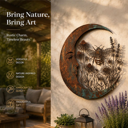 🌜️Décoration murale avec un croissant de lune et une abeille🐝