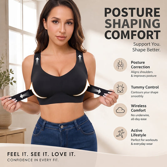 🧘 Soutien-gorge de sport pour femmes, correcteur de posture et lissant le dos : maintien sans armatures et fermeture à l'avant ! ✨