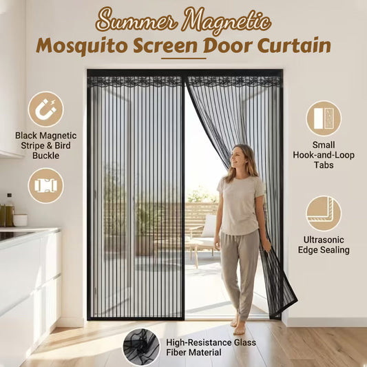 🪟🦟 Magic Mesh Summer Magnetic Mosquito Screen Door Curtain