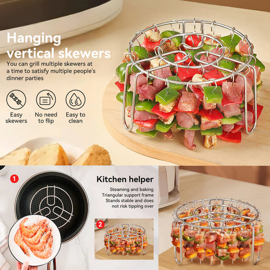 🔥 Support à brochettes pour friteuse à air chaud – Support à brochettes vertical en acier inoxydable pour friteuses à air chaud, fours et snacks de barbecue faits maison🍢