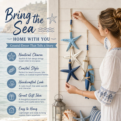 🌊⭐🐟 Mediterrane decoratieve hangornamenten met zeesterren en vissen voor thuis, café en restaurant – Oceaanstijl decoratie 🏡☕🍽️