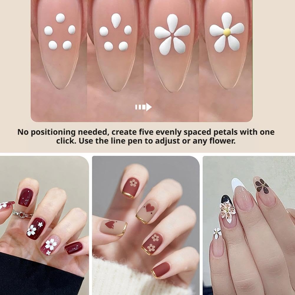 💅🌸 Stylo à pois 5 points pour les ongles – Créez des fleurs parfaites en une seule pression ! ✨💖