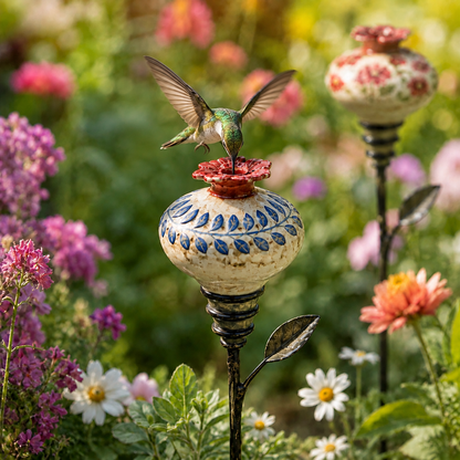 🐦🌸 Mangeoire à colibris en céramique en forme de fleur – Une ambiance de jardin romantique avec une touche vintage ! ✨