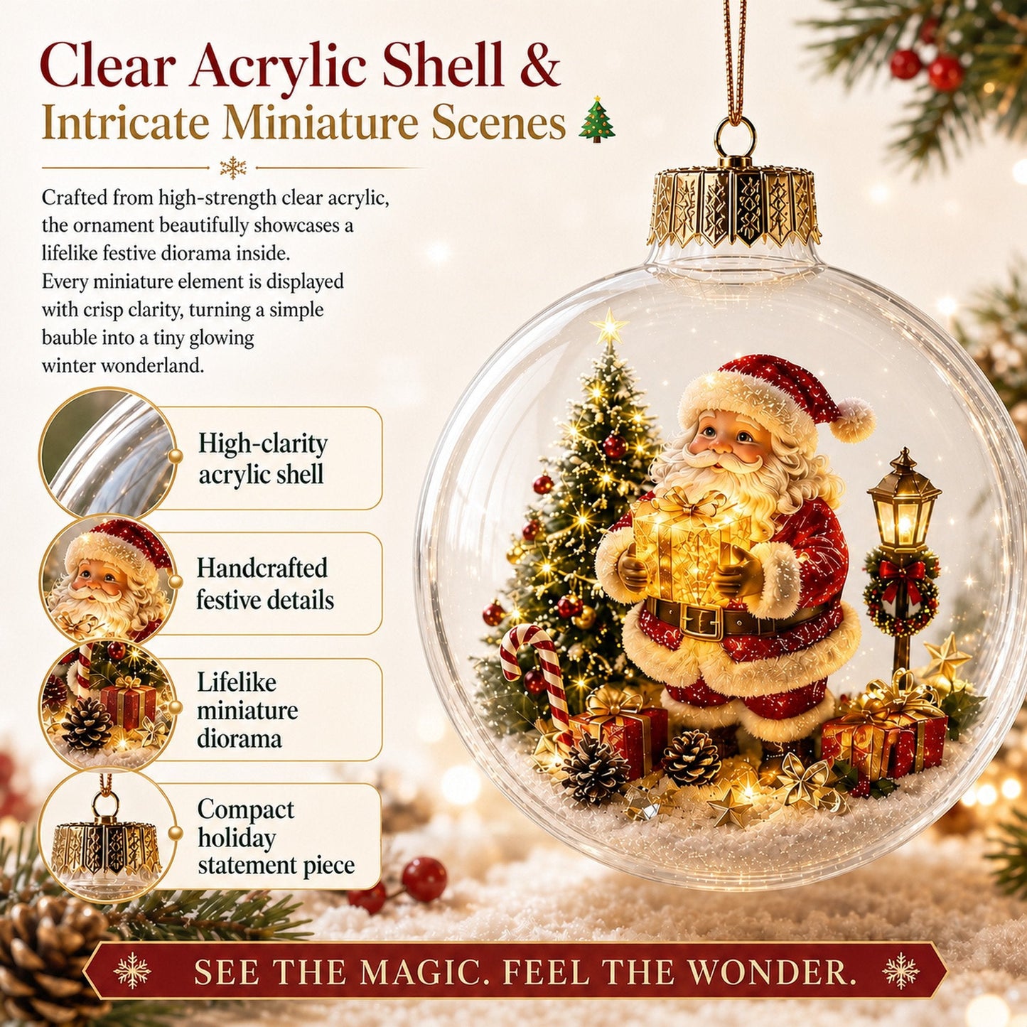 🎄Boule de Noël lumineuse avec diorama – Un petit monde hivernal entre vos mains