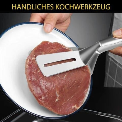 🔥 Pince de cuisine multifonctionnelle en acier inoxydable – Spatule et pince tout-en-un ! 🍔✨