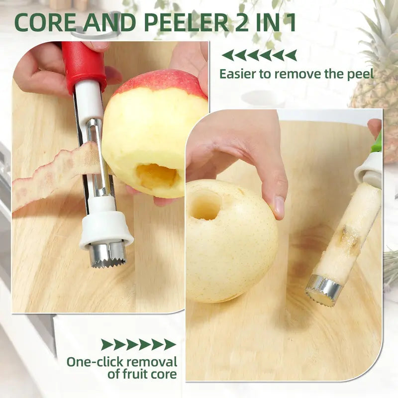 🍎 Éplucheur-évideur 2-en-1 en acier inoxydable : pour retirer le cœur des fruits en un seul geste ! ✨