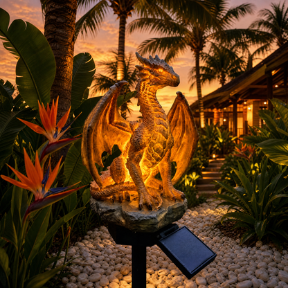 🏰 Lampe de jardin solaire « Dragon Legacy » : décoration mythique d'extérieur haut de gamme « Golden Ember » ! 🌅