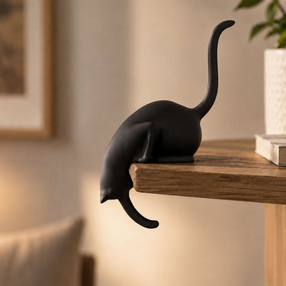 🐈‍⬛🗝️ Porte-clés créatif en forme de queue de chat noir – Crochet décoratif pour la maison 🏠
