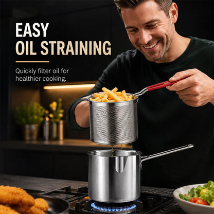 🍟✨ Mini Frituurpan met Uitlekmandje – Krokant & Gemakkelijk! 🍳