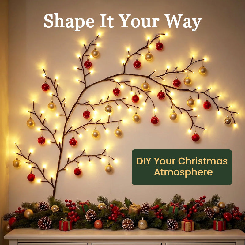 🌟🎅 Guirlande LED flexible en forme de branches d'arbre – Chaleureuse et festive