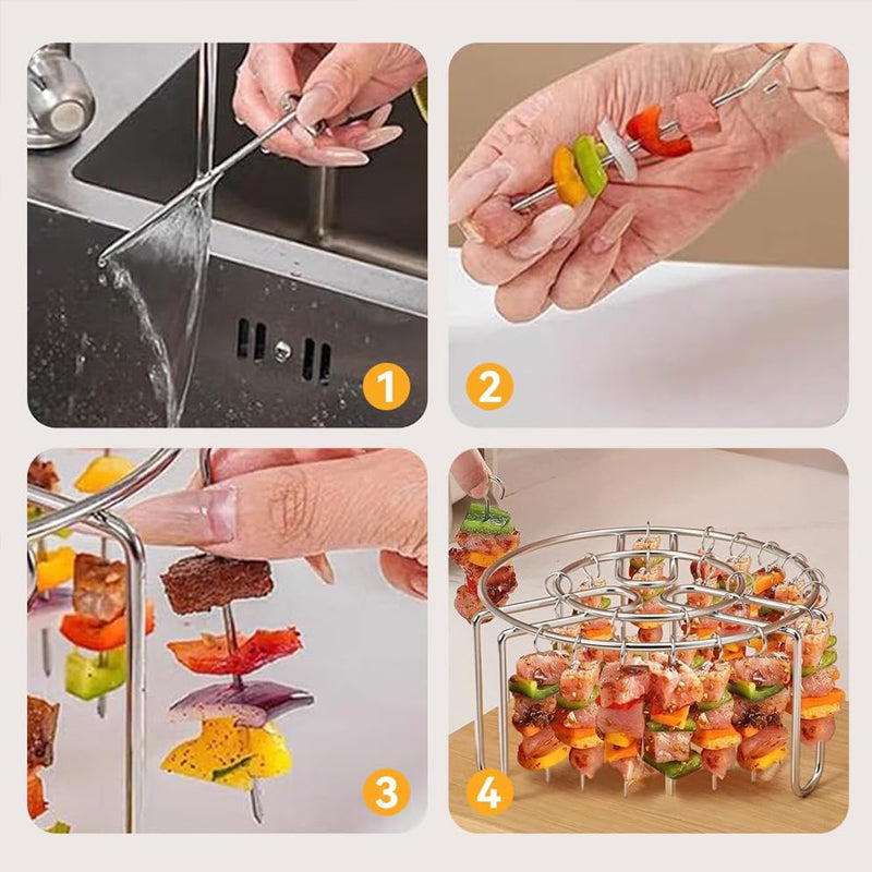 🔥 Support à brochettes pour friteuse à air chaud – Support à brochettes vertical en acier inoxydable pour friteuses à air chaud, fours et snacks de barbecue faits maison🍢