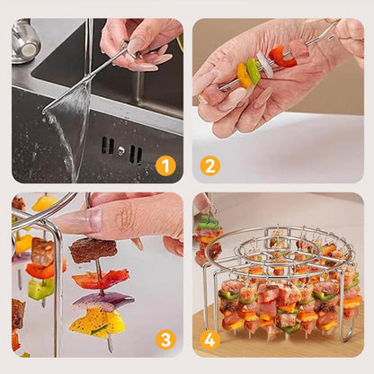 🔥 Support à brochettes pour friteuse à air chaud – Support à brochettes vertical en acier inoxydable pour friteuses à air chaud, fours et snacks de barbecue faits maison🍢