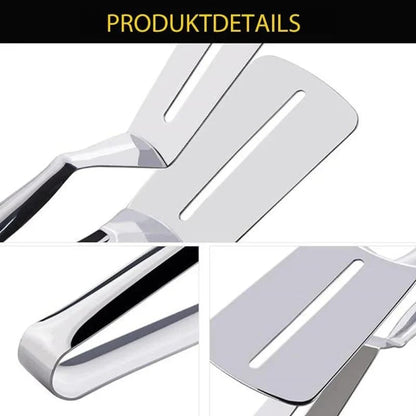 🔥 Pince de cuisine multifonctionnelle en acier inoxydable – Spatule et pince tout-en-un ! 🍔✨