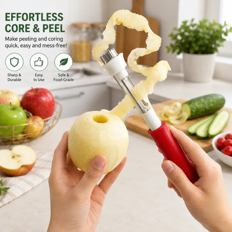 🍎 Éplucheur-évideur 2-en-1 en acier inoxydable : pour retirer le cœur des fruits en un seul geste ! ✨