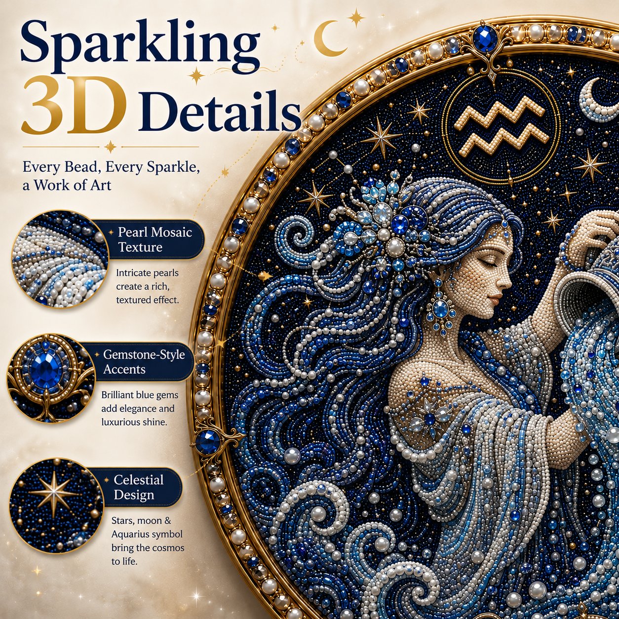 🔥Créez votre propre chef-d’œuvre céleste — Kit de bricolage « Art des perles » des 12 signes du zodiaque ♈🌙