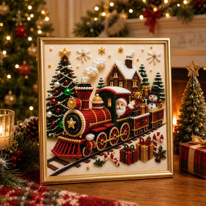 🎄🎅 Kit de décorations murales de Noël 3D haut de gamme avec perles | Toile de luxe recouverte d'une couche de flocons, avec des perles résistantes aux rayures et aux décolorations – Décoration de Noël à réaliser soi-même ⛄️❄️