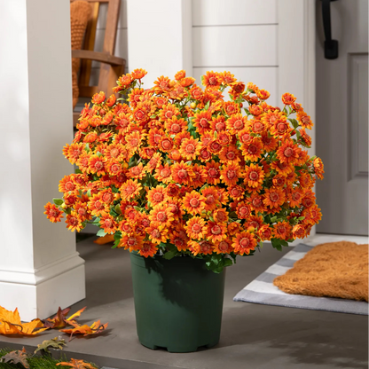 🌼- Fleurs artificielles : chrysanthèmes d'extérieur imitant un coucher de soleil - résistants aux UV, imperméables, résistants au vent