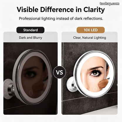 ⏳🔥50 % DE RÉDUCTION POUR UNE DURÉE LIMITÉE ! ⏰💄Miroir de maquillage LED avec grossissement 10x, miroir éclairé à ventouse pour les soins de la peau et le maquillage💄