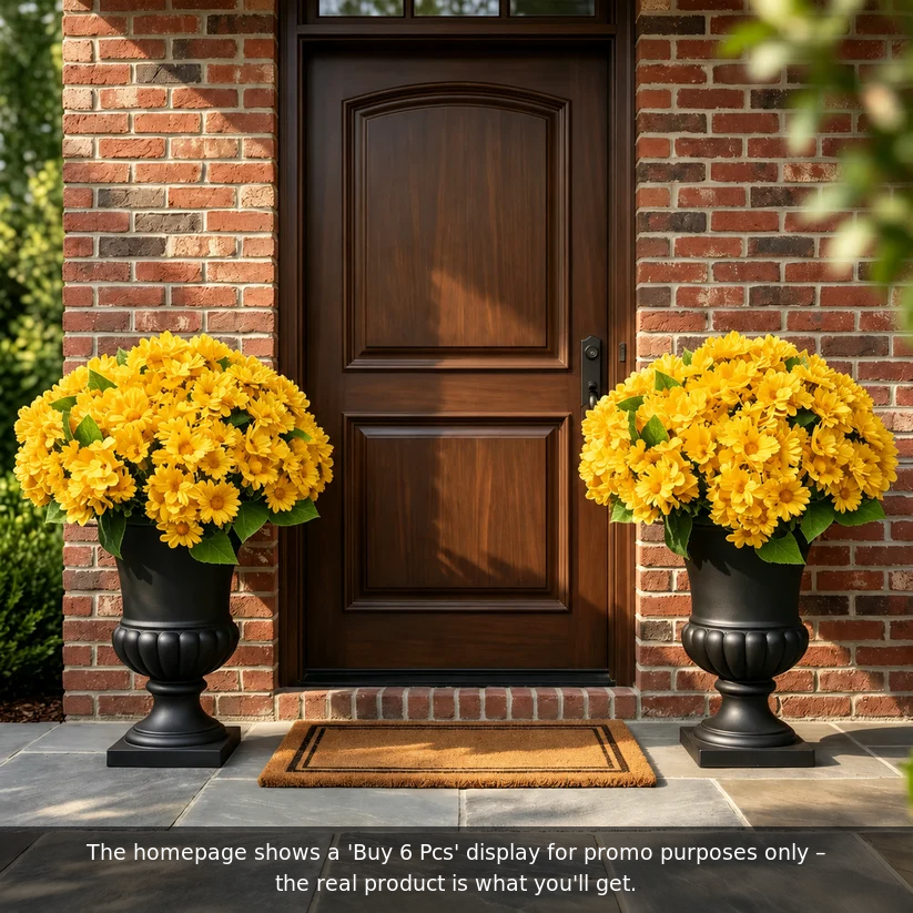 🌼- Fleurs artificielles : chrysanthèmes d'extérieur imitant un coucher de soleil - résistants aux UV, imperméables, résistants au vent