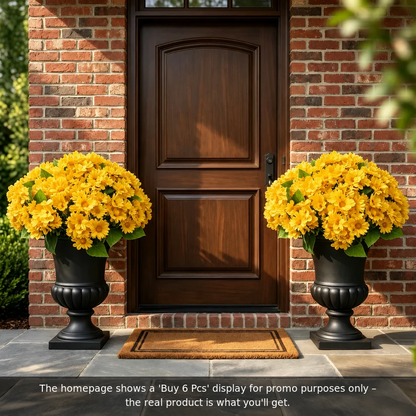🌼- Fleurs artificielles : chrysanthèmes d'extérieur imitant un coucher de soleil - résistants aux UV, imperméables, résistants au vent