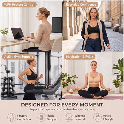 🧘 Soutien-gorge de sport pour femmes, correcteur de posture et lissant le dos : maintien sans armatures et fermeture à l'avant ! ✨