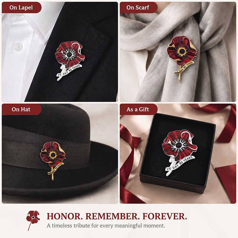 🌺 Broche en forme de coquelicot en émail rouge